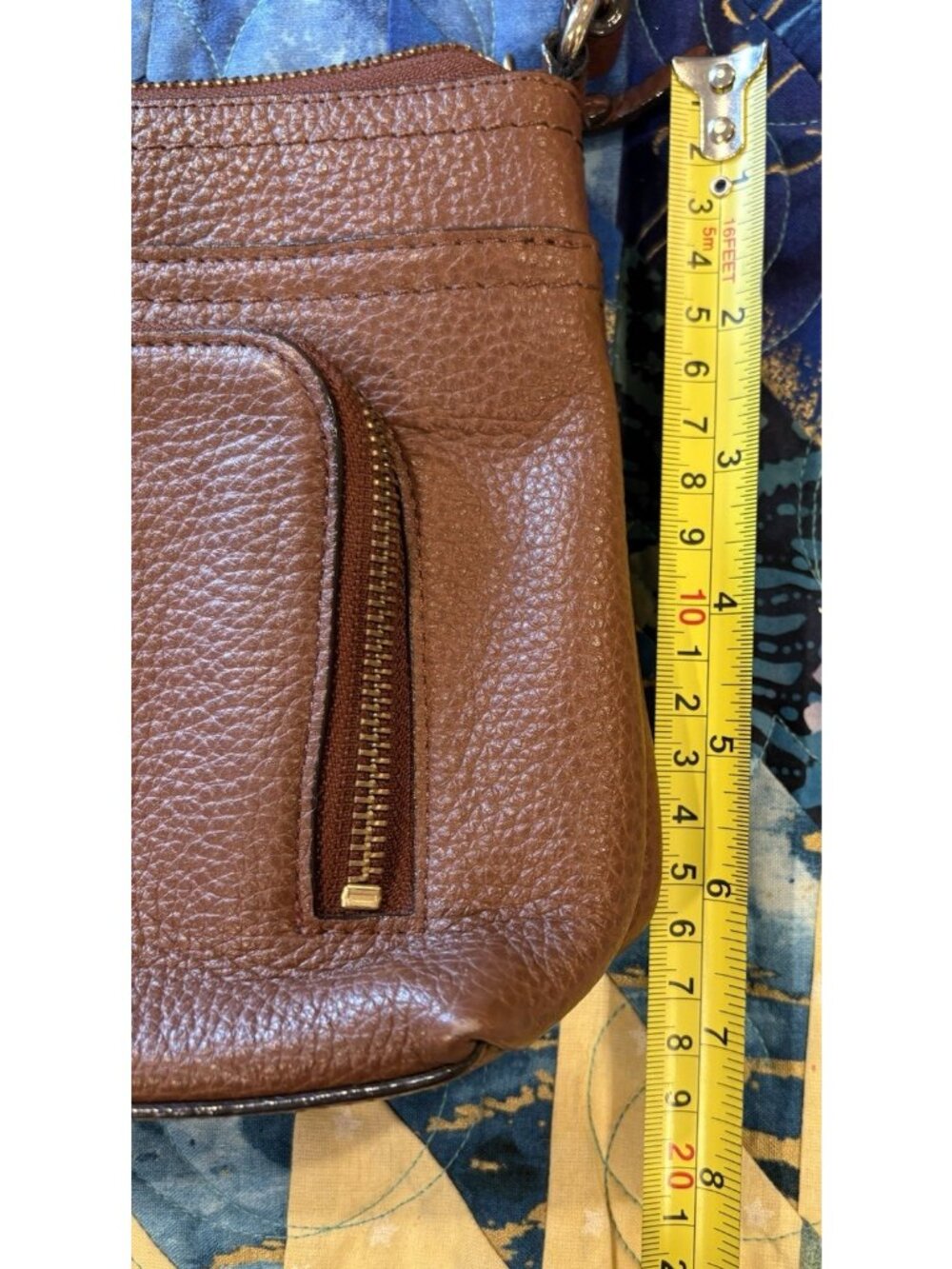 Nordstrom Women's Crossbody Bag Brown Leather Pebbled Zipper Snap Pockets GUC - Picture 14 of 15